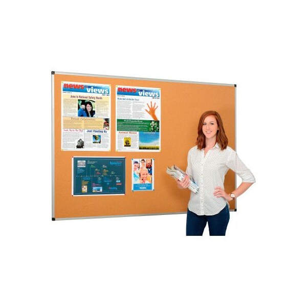 Bi-Silque Global Industrial Cork Bulletin Board - 72 x 48 - Aluminum Frame CA271170 - main